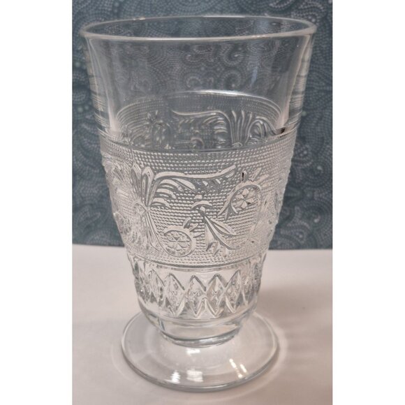 Set Of 4 Duncan Miller Sandwich Glass Footed Tumblers Vintage Iced Tea Glass - Picture 6 of 10